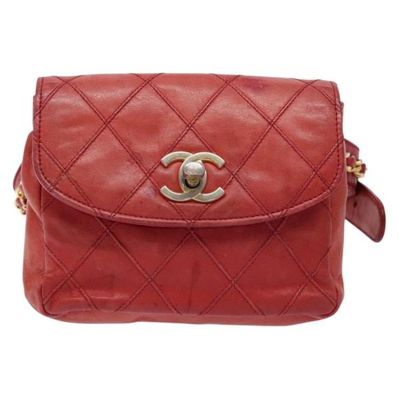 Chanel Bag belt Red Leather clutch - Picture 1 of 10